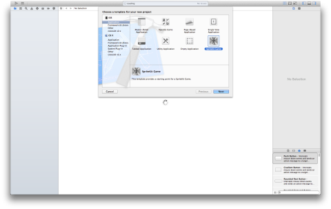 Xcode 5 DP의 "New Project" 화면